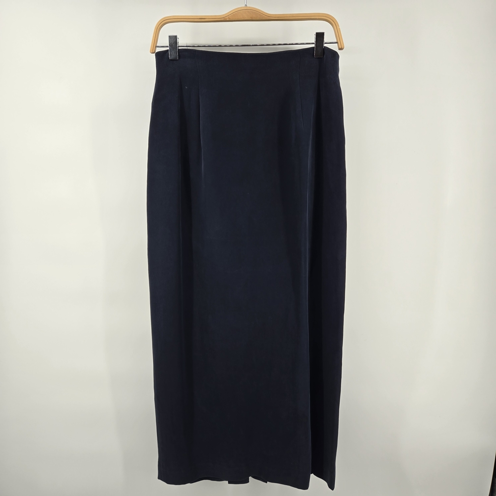 Jones New York Vintage Navy 100% Silk Maxi Skirt Size 10